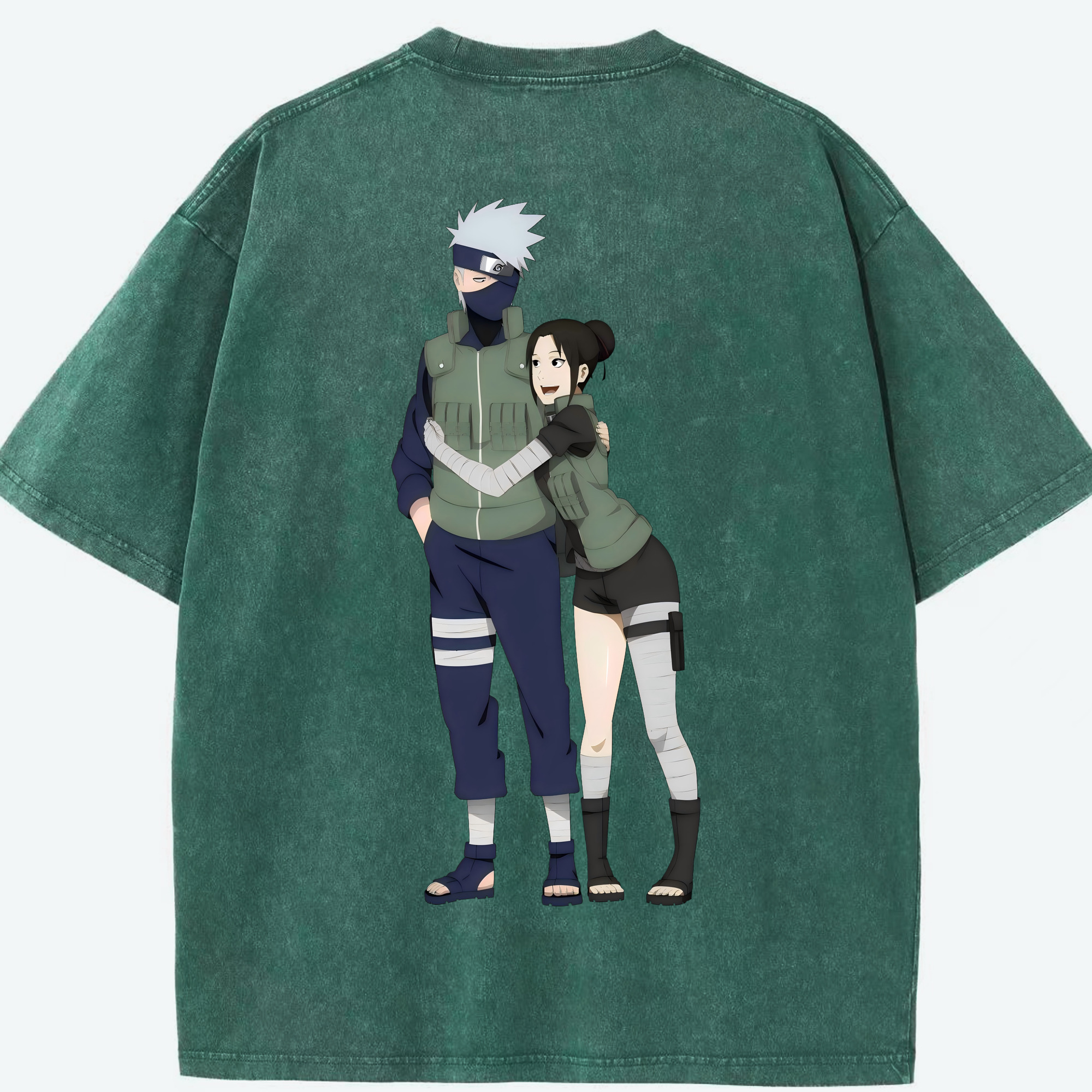 （画像用） NARUTO -ナルト- はたけ カカシ Hatake Kakashi 綿100% ヴィンテージ風 半袖Tシャツ（背面プリント）